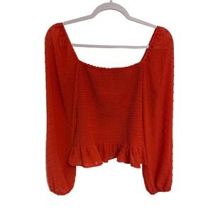 Lush Red Smocked Blouse